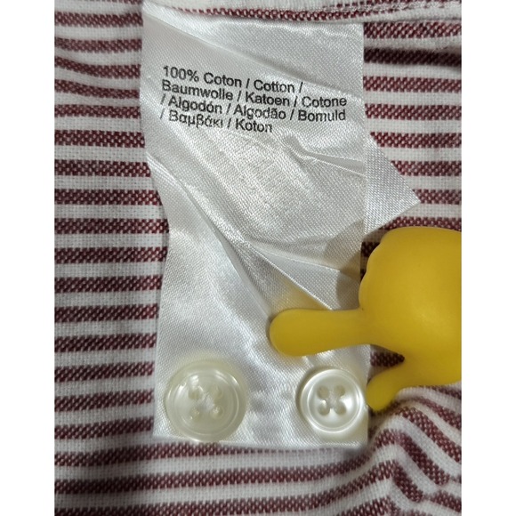 Lacoste Dress Shirt Men's 42 Red White Pinstripe Button Down Long Sleeve Preppy - Picture 5 of 10